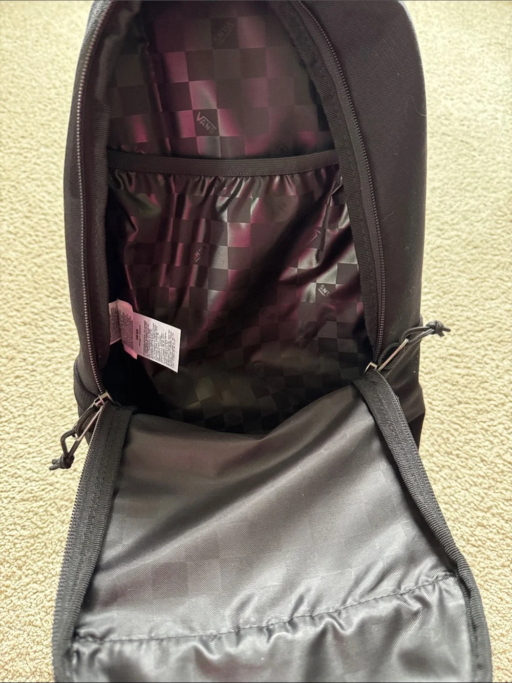Vans Black Mini Backpack with Front Vertical Zip